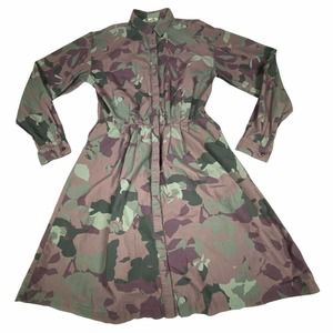 Gap Shirt Dress Womens 2 Purple Camo Button Up Long Sleeve Pockets Collared